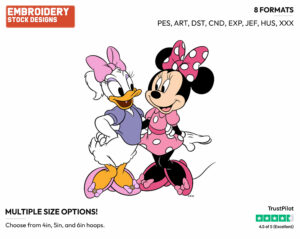 Minnie, Daisy - Disney's Minnie Mouse & Daisy Duck - Embroidery Design in 3 sizes & 8 formats