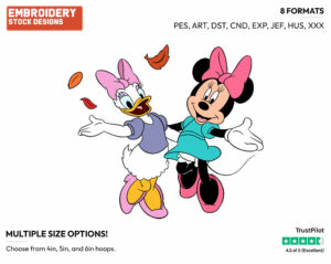 Minnie Mouse, Daisy Duck - Disney's Minnie Mouse & Daisy Duck - Embroidery Design in 3 sizes & 8 formats