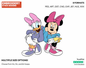 Minnie Mouse, Daisy Duck - Disney's Minnie Mouse & Daisy Duck - Embroidery Design in 3 sizes & 8 formats