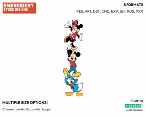 Mickey, Minnie And Donald Tower - Disney's Mickey Mouse & Friends - Embroidery Design in 3 sizes & 8 formats