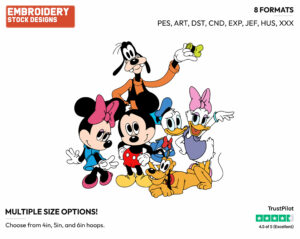Mickey, Minnie, Donald, Daisy And Goofy - Disney's Mickey Mouse & Friends - Embroidery Design in 3 sizes & 8 formats