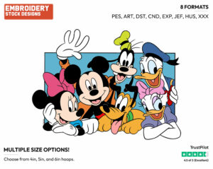 Mickey, Minnie, Daisy, Donald, Goofy - Disney's Mickey Mouse & Friends - Embroidery Design in 3 sizes & 8 formats