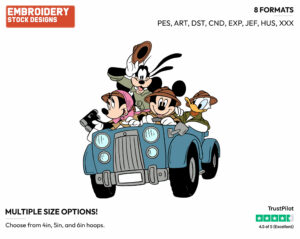 Mickey, Goofy, Donald, Minnie On Safari - Disney's Mickey Mouse & Friends - Embroidery Design in 3 sizes & 8 formats