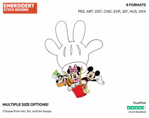 Mickey, Minnie, Goofy In Hot Air Balloon - Disney's Mickey Mouse & Friends - Embroidery Design in 3 sizes & 8 formats