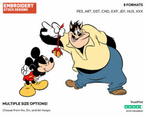 Pete Giving A Mickey Present - Disney's Mickey Mouse & Friends - Embroidery Design in 3 sizes & 8 formats