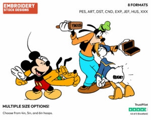 Mickey, Donald, Goofy, Pluto - Disney's Mickey Mouse & Friends - Embroidery Design in 3 sizes & 8 formats