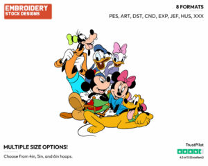 Mickey, Minnie, Goofy, Donald, Daisy, Pluto - Disney's Mickey Mouse & Friends - Embroidery Design in 3 sizes & 8 formats