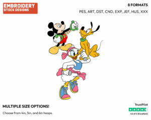 Mickey, Daisy, Pluto At The Gym - Disney's Mickey Mouse & Friends - Embroidery Design in 3 sizes & 8 formats