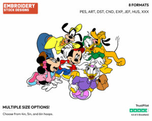 Young Mickey, Minnie, Donald, Daisy, Goofy, Pluto - Disney's Mickey Mouse & Friends - Embroidery Design in 3 sizes & 8 formats