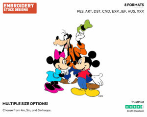 Mickey, Minnie, Goofy - Disney's Mickey Mouse & Friends - Embroidery Design in 3 sizes & 8 formats