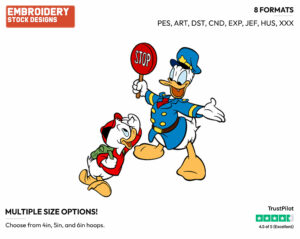 Donald Duck The Crossing Guard - Disney's Mickey Mouse & Friends - Embroidery Design in 3 sizes & 8 formats