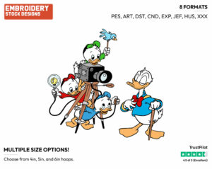 Huey, Dewey, Louie Taking Donald's Picture - Disney's Mickey Mouse & Friends - Embroidery Design in 3 sizes & 8 formats