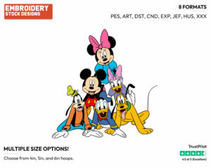 Mickey, Friends Forming Pyramid - Disney's Mickey Mouse & Friends - Embroidery Design in 3 sizes & 8 formats