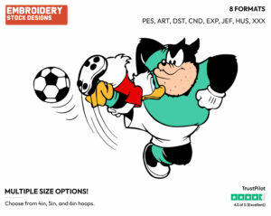 Donald Duck, Pete Playing Soccer - Disney's Mickey Mouse & Friends - Embroidery Design in 3 sizes & 8 formats