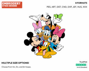 Mickey, Minnie, Donald, Daisy, Goofy, Pluto - Disney's Mickey Mouse & Friends - Embroidery Design in 3 sizes & 8 formats
