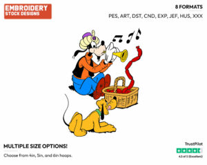 Goofy, Pluto - Disney's Mickey Mouse & Friends - Embroidery Design in 3 sizes & 8 formats