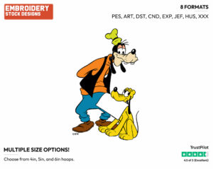 Goofy, Pluto - Disney's Mickey Mouse & Friends - Embroidery Design in 3 sizes & 8 formats