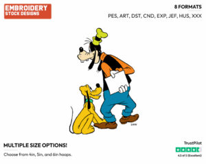 Goofy, Pluto - Disney's Mickey Mouse & Friends - Embroidery Design in 3 sizes & 8 formats
