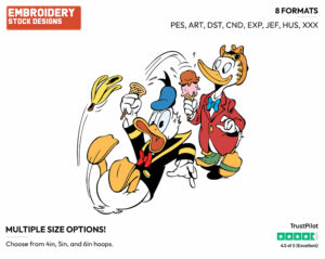 Unlucky Donald Duck, Lucky Gladstone Gander - Disney's Mickey Mouse & Friends - Embroidery Design in 3 sizes & 8 formats