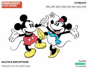 Classic Mickey, Minnie Dancing - Disney's Classic Friends & Couples - Embroidery Design in 3 sizes & 8 formats