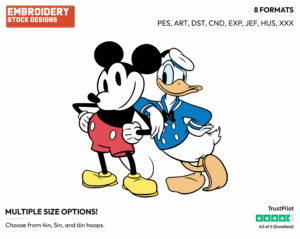 Classic Mickey, Donald - Disney's Classic Friends & Couples - Embroidery Design in 3 sizes & 8 formats