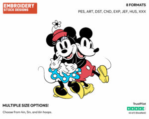Classic Mickey, Minnie Posing - Disney's Classic Friends & Couples - Embroidery Design in 3 sizes & 8 formats