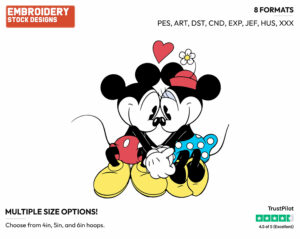 Mickey, Minnie Holding Hands - Disney's Classic Friends & Couples - Embroidery Design in 3 sizes & 8 formats
