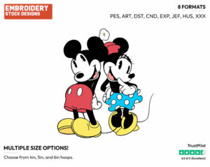 Mickey, Minnie Mouse - Disney's Classic Friends & Couples - Embroidery Design in 3 sizes & 8 formats