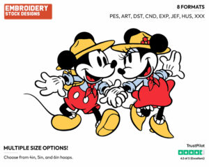 Mickey, Minnie Hiking - Disney's Classic Friends & Couples - Embroidery Design in 3 sizes & 8 formats