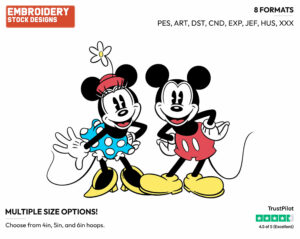 Mickey, Minnie Posing - Disney's Classic Friends & Couples - Embroidery Design in 3 sizes & 8 formats