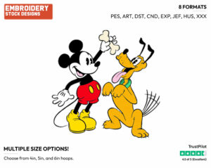 Mickey Offering Pluto A Bone - Disney's Classic Friends & Couples - Embroidery Design in 3 sizes & 8 formats