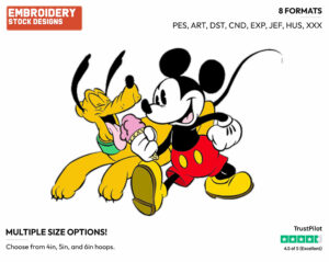 Mickey Offering Pluto Ice Cream Cone - Disney's Classic Friends & Couples - Embroidery Design in 3 sizes & 8 formats