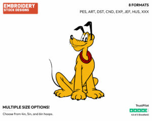 Classic Pluto - Disney's Classic Friends & Couples - Embroidery Design in 3 sizes & 8 formats