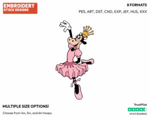 Clarabelle Cow Dancing Ballet - Disney's Pete, Horace, Clarabelle Cow & Others - Embroidery Design in 3 sizes & 8 formats