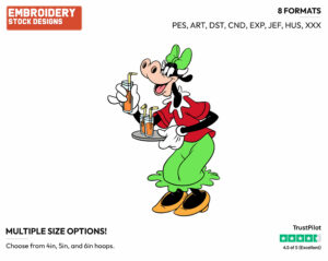 Clarabelle Cow Serving Drinks - Disney's Pete, Horace, Clarabelle Cow & Others - Embroidery Design in 3 sizes & 8 formats