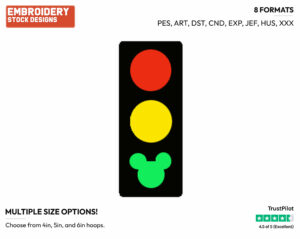 Mickey Mouse Traffic Lights - Disney's Pete, Horace, Clarabelle Cow & Others - Embroidery Design in 3 sizes & 8 formats