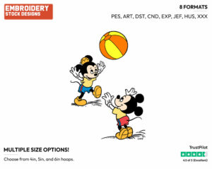 Morty, Ferdy Playing Ball - Disney's Pete, Horace, Clarabelle Cow & Others - Embroidery Design in 3 sizes & 8 formats