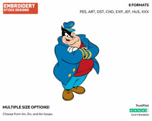 Pete With His Arms Crossed - Disney's Pete, Horace, Clarabelle Cow & Others - Embroidery Design in 3 sizes & 8 formats