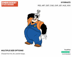 Pete Holding A Wrench - Disney's Pete, Horace, Clarabelle Cow & Others - Embroidery Design in 3 sizes & 8 formats