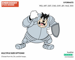 Pete Dressed As A Knight - Disney's Pete, Horace, Clarabelle Cow & Others - Embroidery Design in 3 sizes & 8 formats