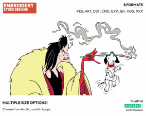 Cruella, Puppy - Disney's 101 Dalmatians - Embroidery Design in 3 sizes & 8 formats