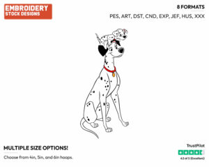 Pongo With Freckles Sitting On His Head - Disney's 101 Dalmatians - Embroidery Design in 3 sizes & 8 formats