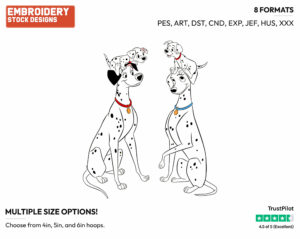 Pongo, Perdita, Puppies - Disney's 101 Dalmatians - Embroidery Design in 3 sizes & 8 formats
