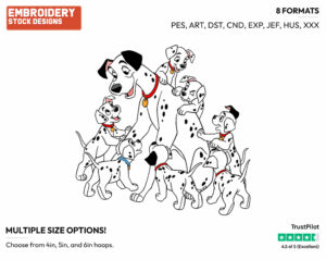 Pongo, Puppies - Disney's 101 Dalmatians - Embroidery Design in 3 sizes & 8 formats