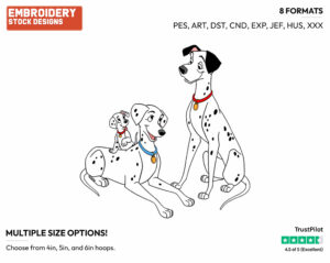 Pongo, Perdita, Puppy - Disney's 101 Dalmatians - Embroidery Design in 3 sizes & 8 formats