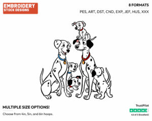 Pongo, Perdita, Puppies - Disney's 101 Dalmatians - Embroidery Design in 3 sizes & 8 formats