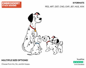 Pongo, Puppies - Disney's 101 Dalmatians - Embroidery Design in 3 sizes & 8 formats