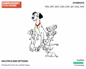Pongo, Puppies - Disney's 101 Dalmatians - Embroidery Design in 3 sizes & 8 formats