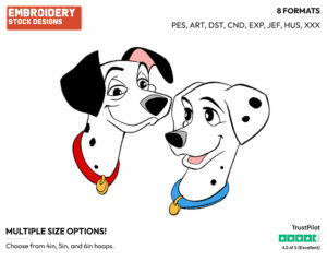 Pongo, Perdita - Disney's 101 Dalmatians - Embroidery Design in 3 sizes & 8 formats