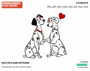 Pongo, Perdita - Disney's 101 Dalmatians - Embroidery Design in 3 sizes & 8 formats